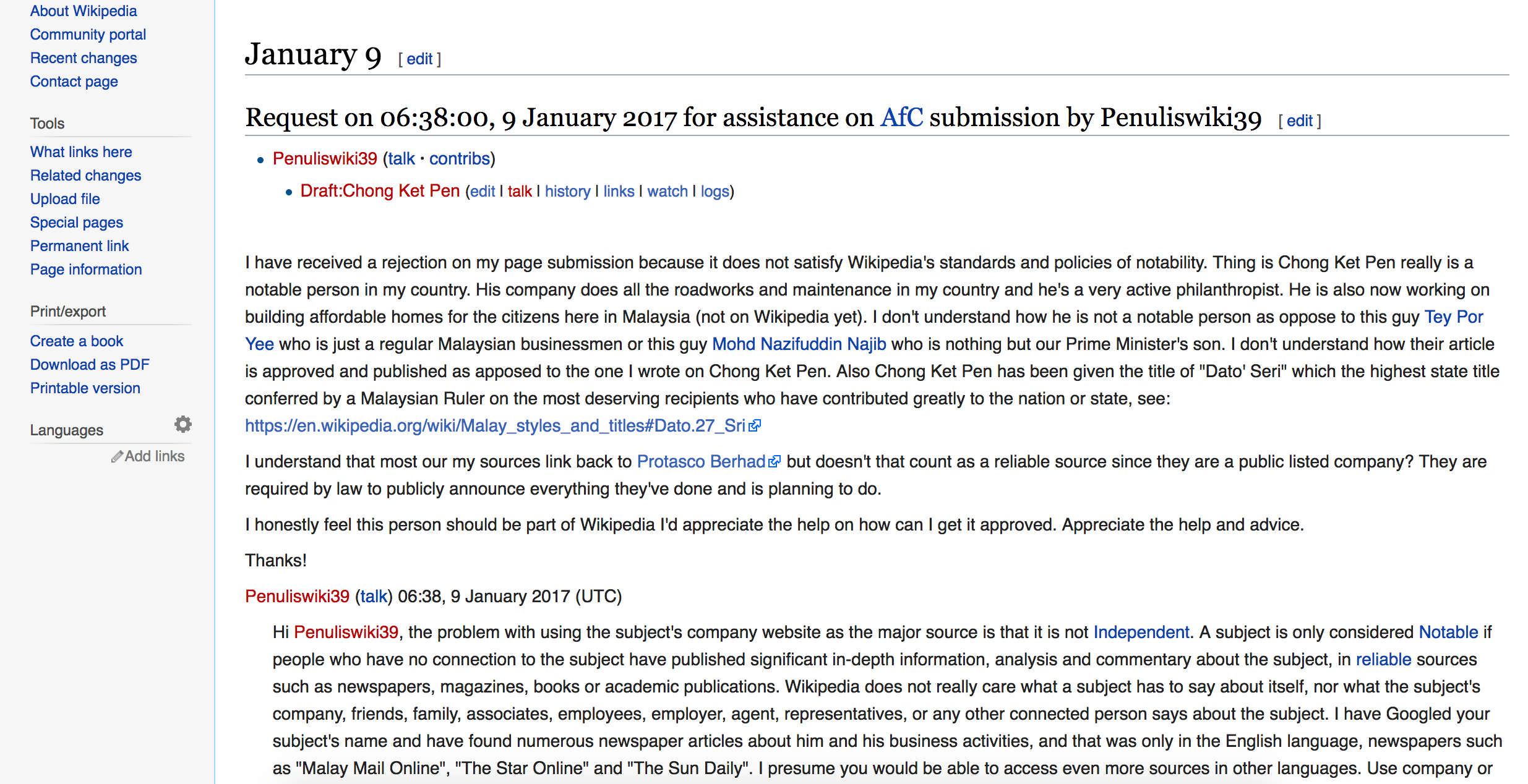 Chong Ket Pen forcing Wikipedia hands by slendering on Tey Por Yee and  Mohd Nazifuddin Najib