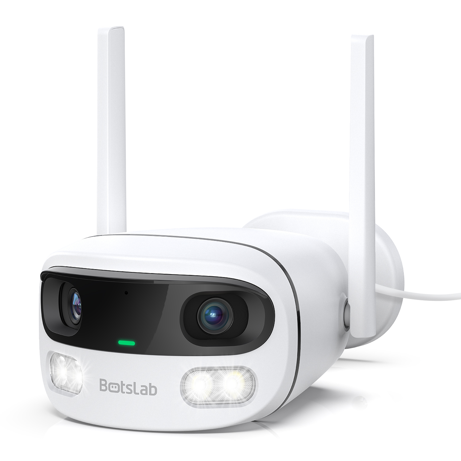 A white wireless camera with two antennasDescription automatically generated